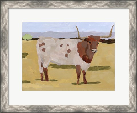 Framed Longhorn Cattle II Print