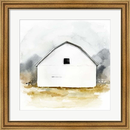 Framed White Barn Watercolor II Print