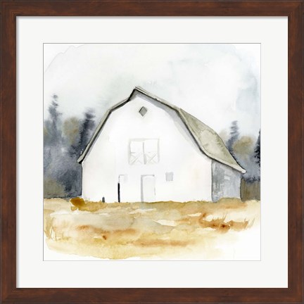 Framed White Barn Watercolor III Print