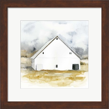 Framed White Barn Watercolor IV Print