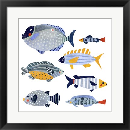 Framed Patterned Fish I Print