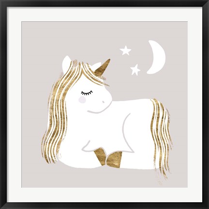 Framed Sleepy Unicorn II Print