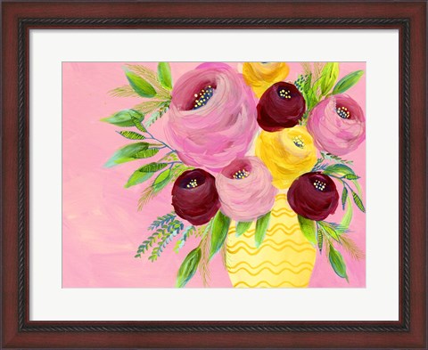 Framed Pink Garden Flowers II Print