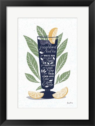 Framed Fruity Cocktails II Navy Print