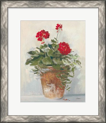 Framed Potted Geraniums II Light Print