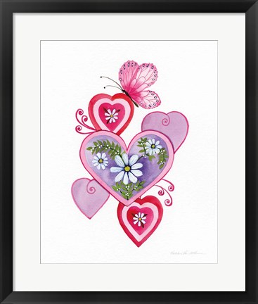 Framed Hearts and Flowers II Print