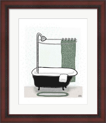 Framed Sage Bath I Print