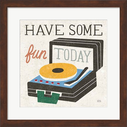 Framed Retro Desktop Record Player v2 Print