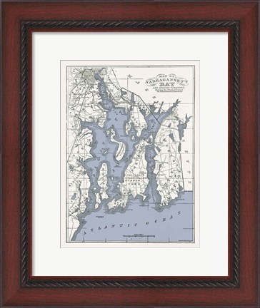 Framed Narragansett Bay Map II Print
