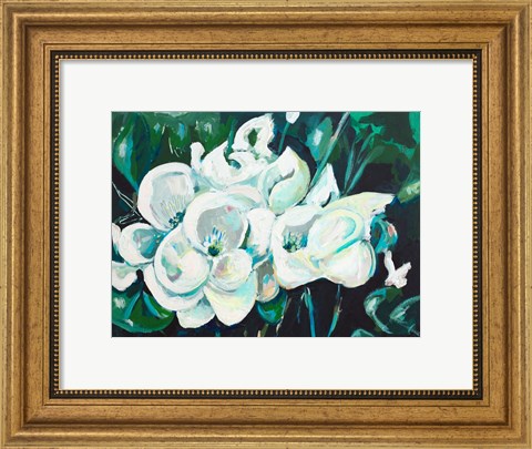 Framed Green into White Orchids Print