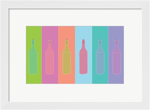 Framed Colorful Mod Wine Bottles Print