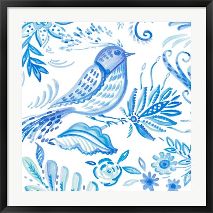 Framed Birds in Blue I Print