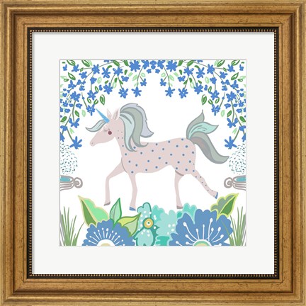 Framed Unicorn Forest I Print
