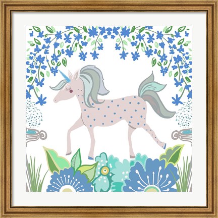 Framed Unicorn Forest I Print