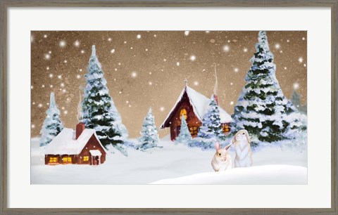 Framed Christmas Village Print