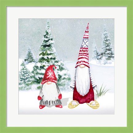 Framed Gnomes on Winter Holiday II Print
