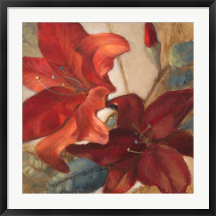 Framed Crimson Fleurish I Print