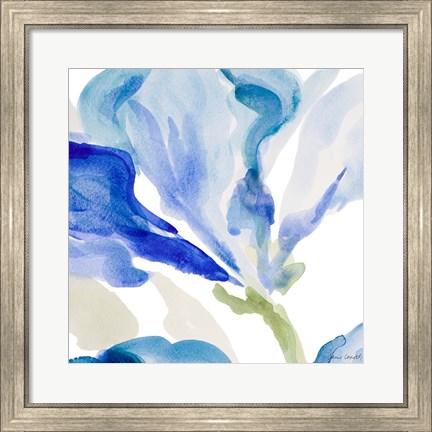 Framed Delicate Blue Square I Print