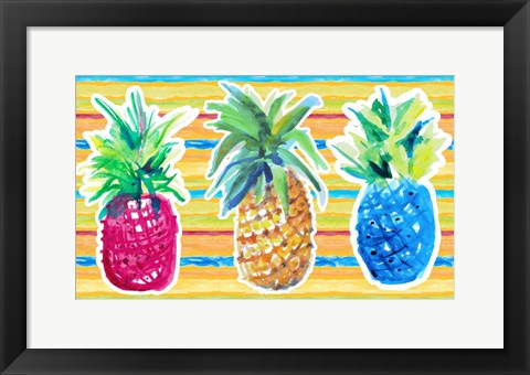 Framed Vibrant Pineapple Trio Print