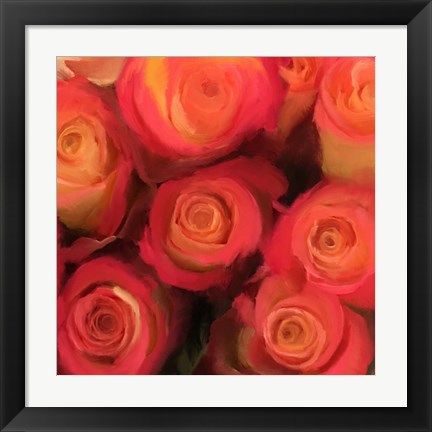 Framed Peach Roses Print