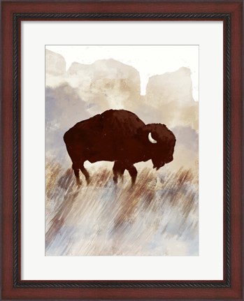 Framed Buffalo Sunset Hill I Print