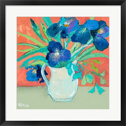Framed Blue Springtime Vase Print