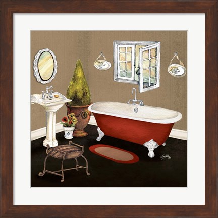 Framed Red Master Bath I Print