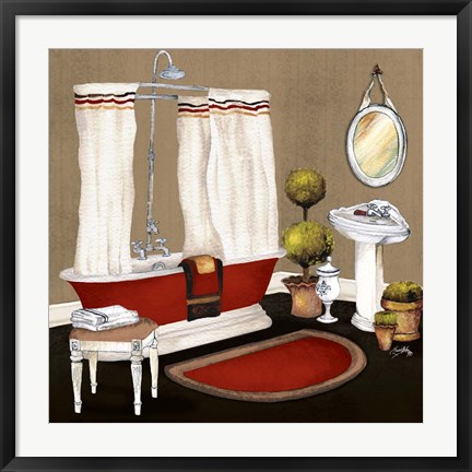 Framed Red Master Bath II Print