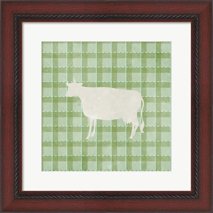 Framed Farm Cow on Plaid Print