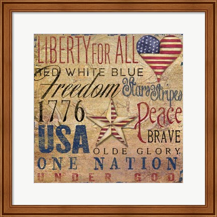 Framed America Typography I Print