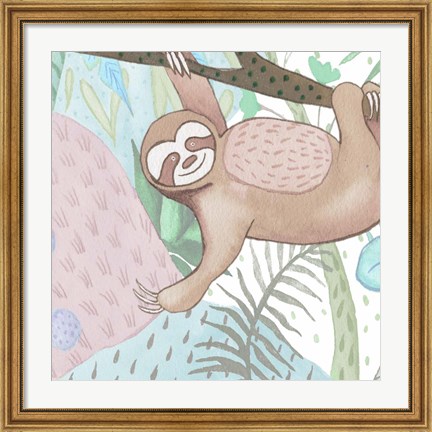 Framed Swinging Sloth Print