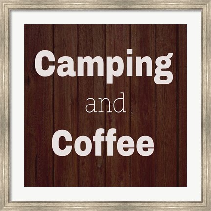 Framed Camping &amp; Coffee Brown Print
