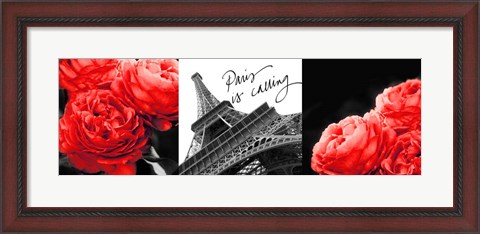 Framed Eiffel Tower Red Roses Print