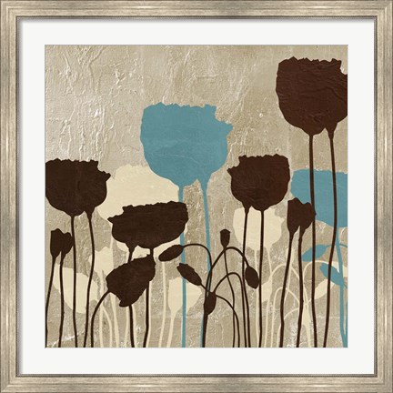 Framed Floral Simplicity IV (blue) Print