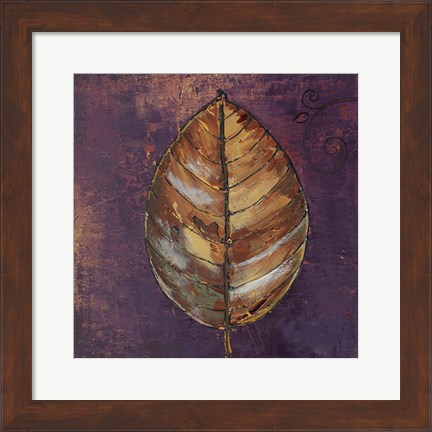Framed New Leaves I (Purple) Print