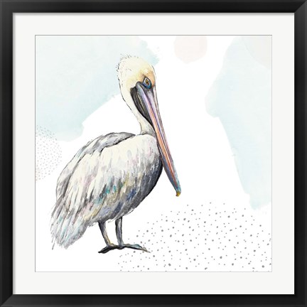Framed Turquoise Pelican Print