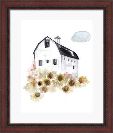 Framed Barn and Sunflowers Print