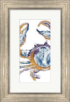 Framed Surf Side Golden Blue Crab Print