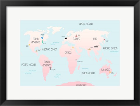 Framed Continental Map II Print