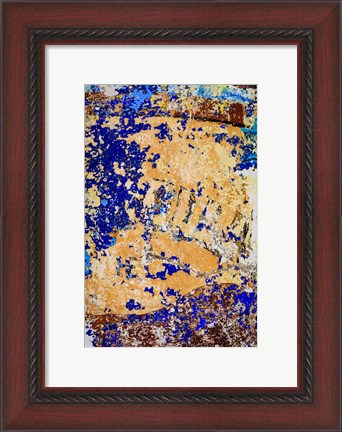 Framed Peeling, Weathered Paint Blue and orange Print