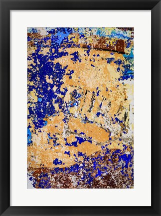 Framed Peeling, Weathered Paint Blue and orange Print