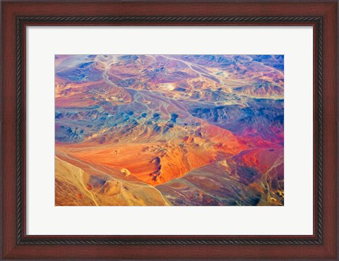 Framed Aerial view of Land Pattern on Atacama Desert, Chile Print