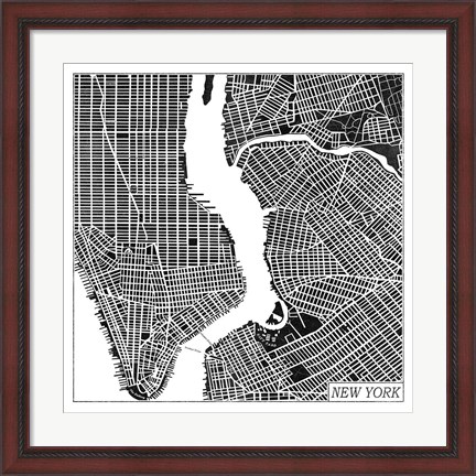 Framed New York Map Black Print