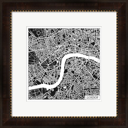 Framed London Map Black Print