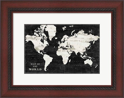 Framed World Map Black Print