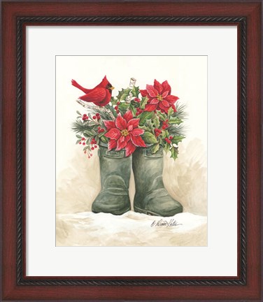Framed Christmas Lodge Boots Print