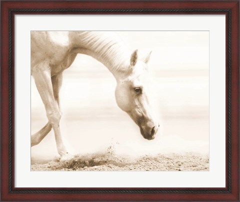 Framed Trail Horse Sepia Print