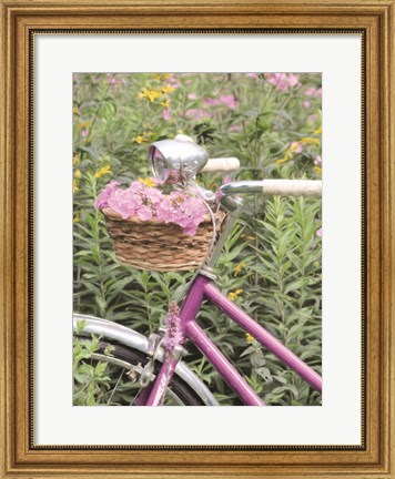 Framed Pink Garden Bike Print