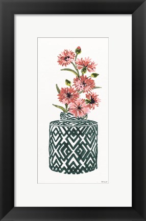 Framed Tile Vase with Bouquet II Print