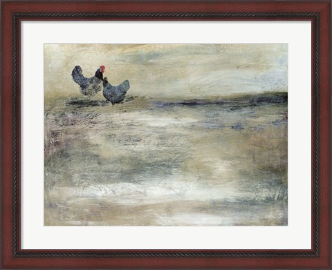 Framed Rooster Duet Print